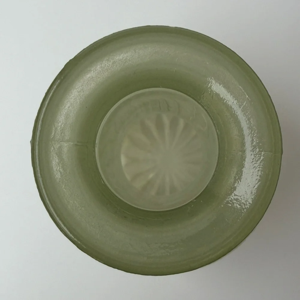 VTG Green Vase Boho Chic Glass‎ Bottle No Stopper 60s